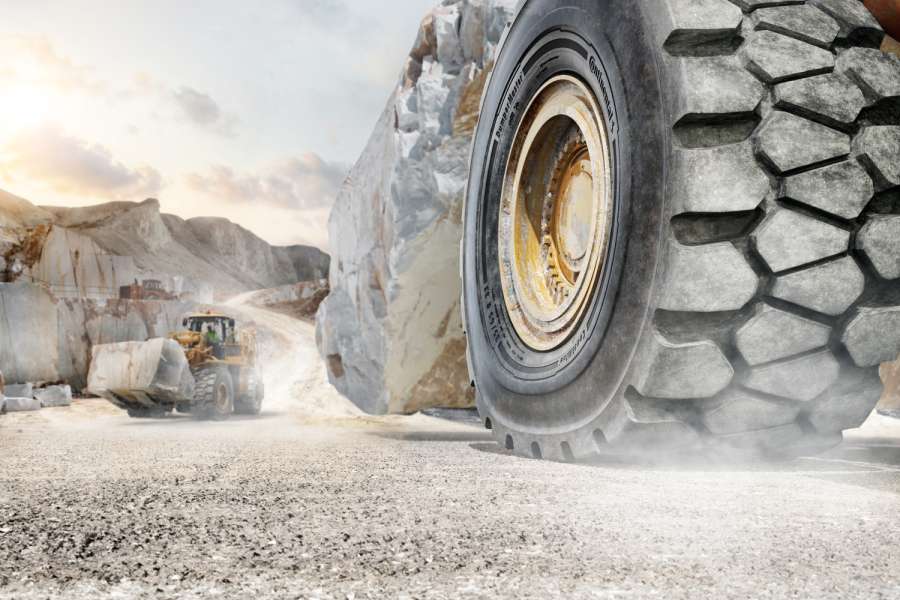Continental präsentiert auf der Steinexpo 2026 in Homberg/Nieder-Ofleiden vier Reifenlösungen und digitale Anwendungen für unterschiedliche Einsatzbedingungen in Steinbrüchen, im Bergbau und auf Baustellen.