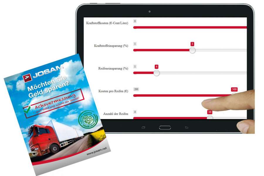 Auf der Homepage können Fahrzeughalter die voraussichtliche individuelle Ersparnis durch korrekte Fahrwerkseinstellung feststellen. Foto: Josam