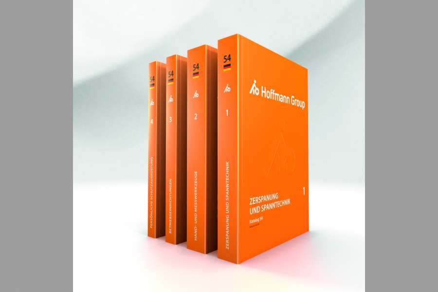 Gültig ab 1. August 2023: Der vierteilige neue Hoffmann-Katalog "2023/2024" mit Produkten zu den Themen "Zerspanung/Spanntechnik", "Hand- und Messwerkzeuge", "Betriebseinrichtungen" sowie "Persönliche Schutzausrüstung". | Bild: Hoffmann Group.