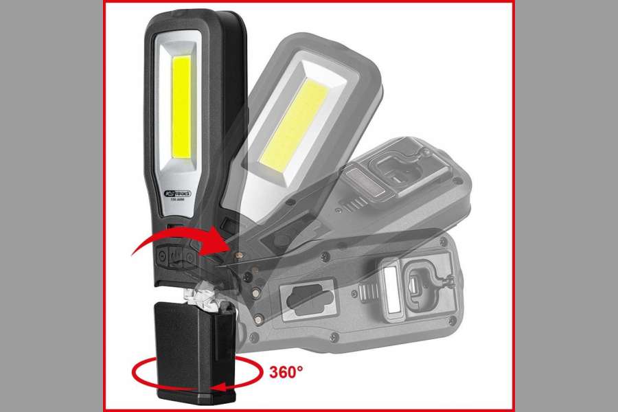 Die neue Hilfsleuchte kann vielfältig bewegt und befestigt werden. Foto: KS Tools.