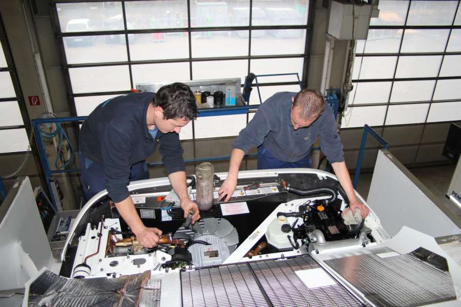 Läuft auch in Corona-Zeiten weiter: Der Werkstattbetrieb bei den Thermo King Dienstleistern. (Foto: tkv Transport-Kälte-Vertrieb GmbH)