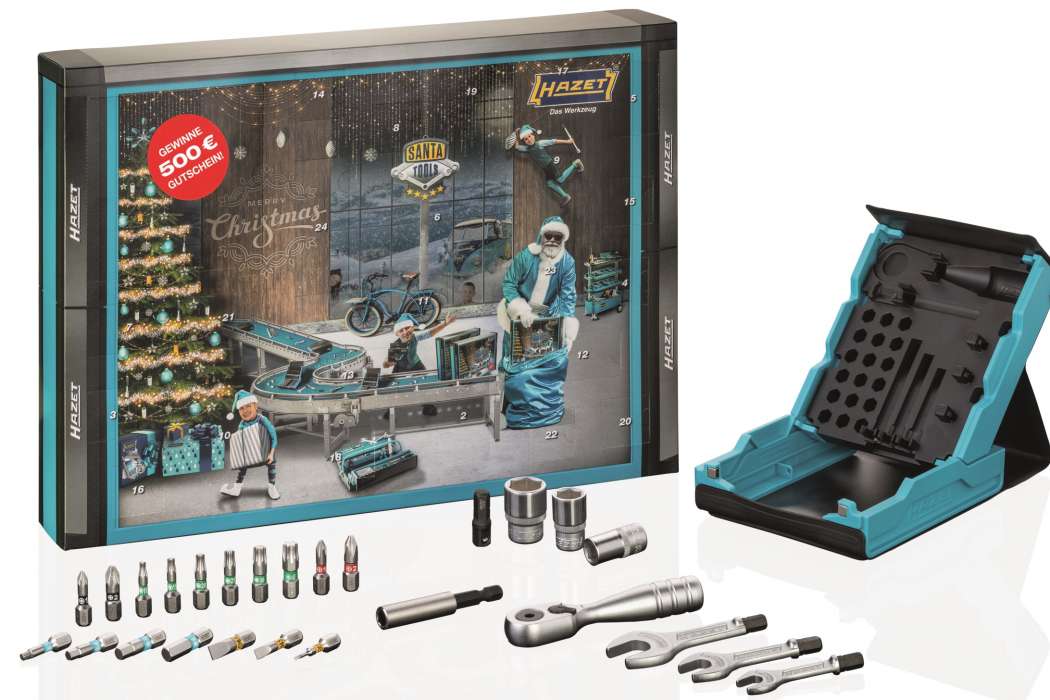 Jedes Jahr extra neu zusammengestellt: Der Hazet-Adventskalender mit insgesamt 26 kompakten Werkzeugen für den universellen Einsatz. | Bild: Hazet.