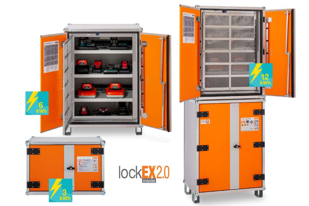 Die neue Generation Akkulade- und Lagerschränke lockEX mit Druckentlastungstür | Bild: Cemo