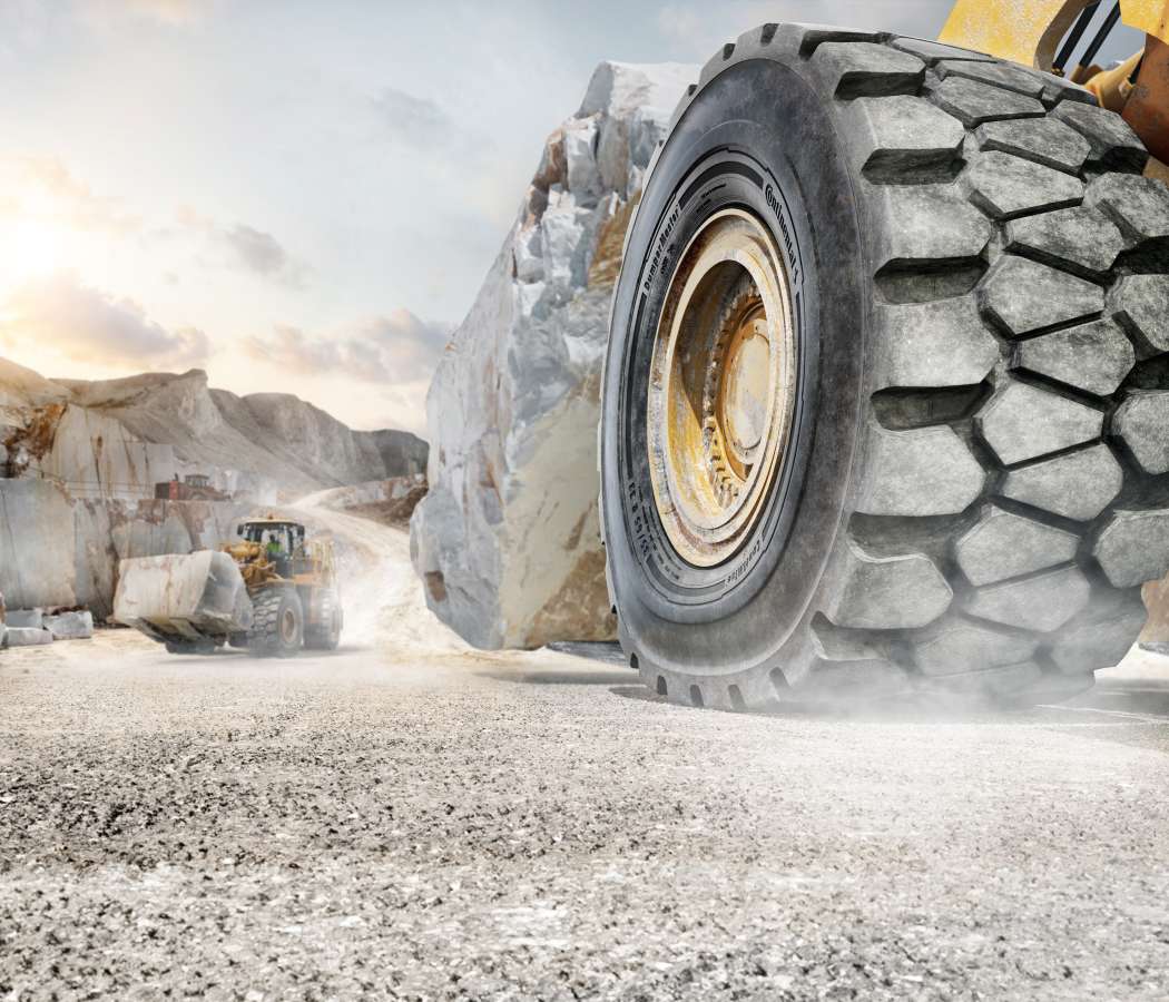 Continental präsentiert auf der Steinexpo 2026 in Homberg/Nieder-Ofleiden vier Reifenlösungen und digitale Anwendungen für unterschiedliche Einsatzbedingungen in Steinbrüchen, im Bergbau und auf Baustellen.
