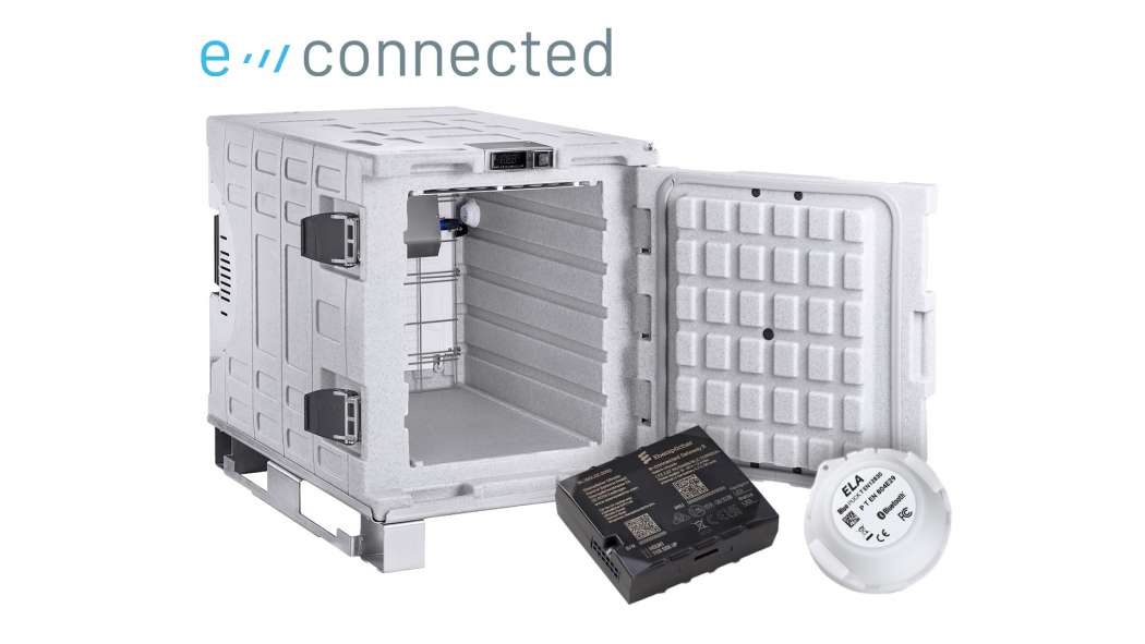 Ein im Kühlcontainer angebrachter Sensor zeichnet unter anderem Temperaturabweichungen während der Fahrt auf. Eberspächer e-connected vernetzt zukünftig digitale Dienste und ermöglicht die smarte Überwachung von Komponenten. | Bild: Eberspächer.