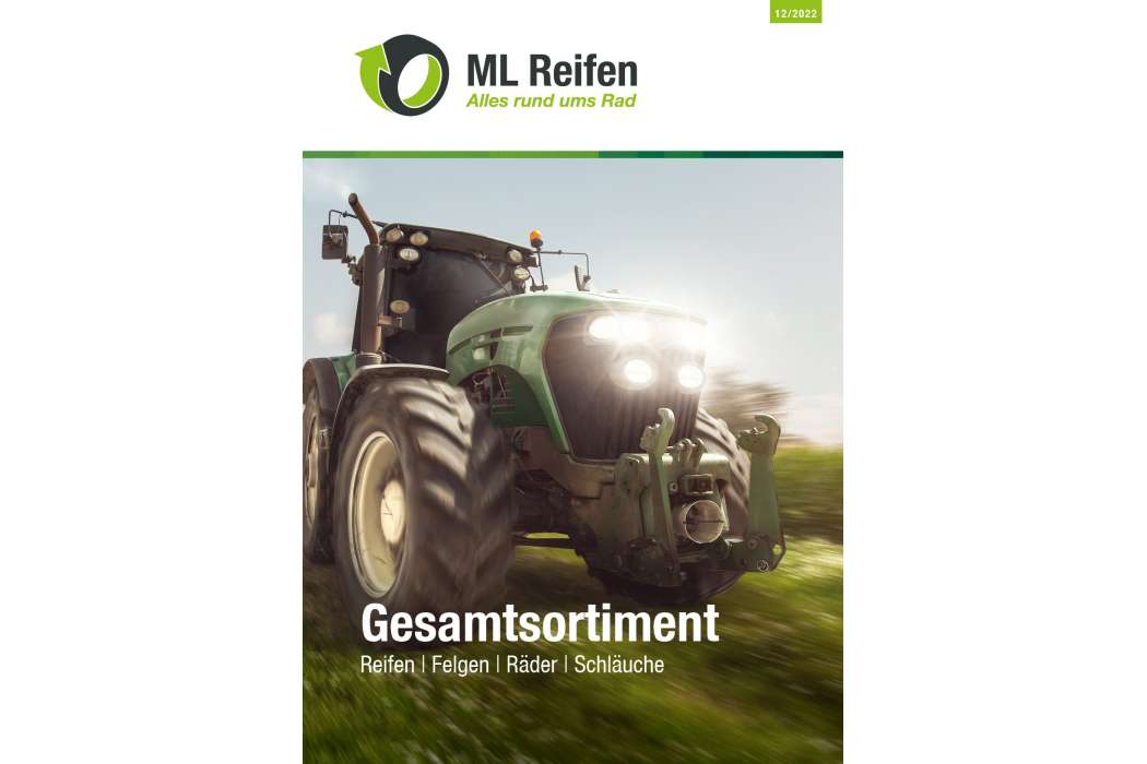 Auf 52 Seiten führt der neue Nfz-Reifenkatalog von ML Reifen verschiedene Dimensionen an Agrar-, Bau- und Industriereifen, aber auch Lkw Profile und Größen für Pkw-Anhänger. | Bild: ML Reifen.