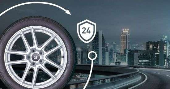 Kostenfreien 24-Monate-Extra-Schutz bietet der Reifenhersteller für einen neuen Bridgestone Reifensatz ab 17 Zoll. Bild: Bridgestone.