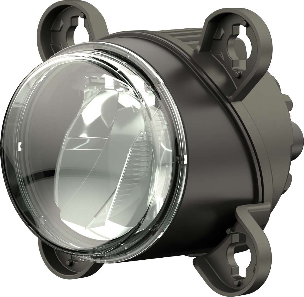 Das LED-Modul R 80 der 90-Millimeter-Baureihe verfügt über ein Reflektor-Design, das für eine besonders homogene Beleuchtung sorgen und den Fahrer somit weder ablenken noch ermüden soll. (Foto: Hella)