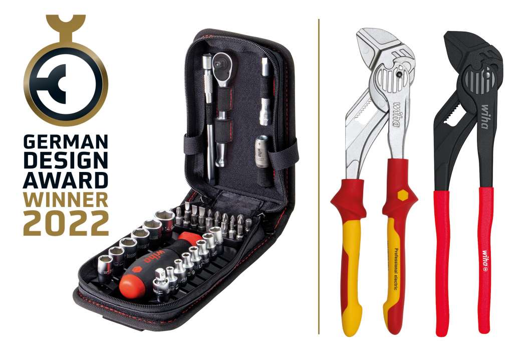 Der German Design Award 2022 für herausragendes Produktdesign ging in der Kategorie "Workshop and Tools" an ein 40-teiliges Steckschlüssel- und Bit-Set und die Zangenschlüssel-Familie von Wiha. | Bild: Wiha. 